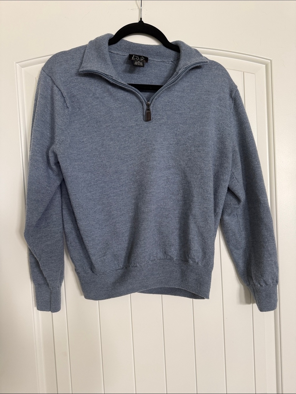Jos. A. Bank Zip-Neck Sweater in Heather Blue